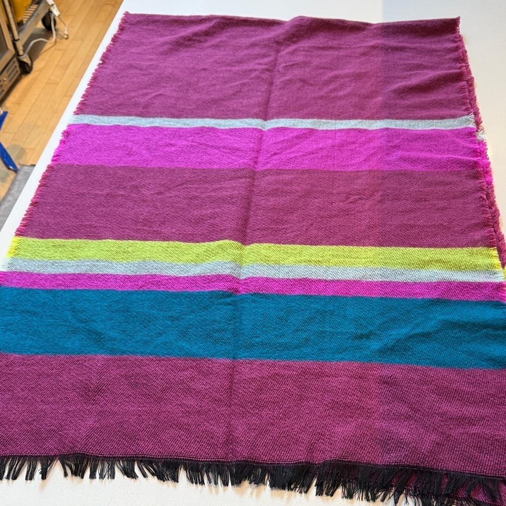 Colorful Striped Acrylic Scarf Wrap, Wide & Long, NWOT